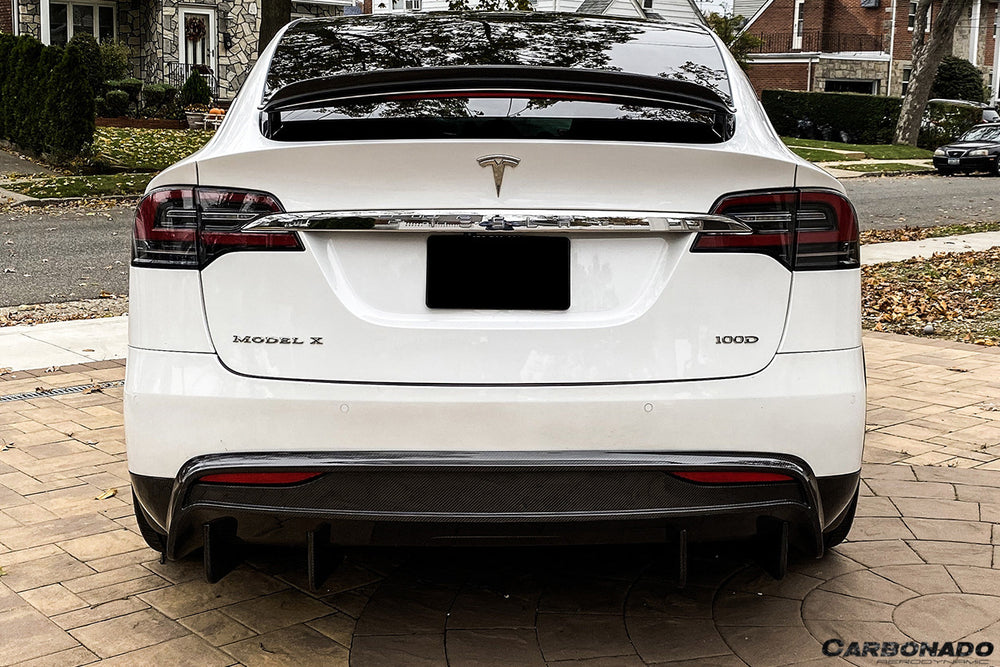 2019-2021 Tesla X SUV RZS Style Carbon Fiber Rear Diffuser - Carbonado