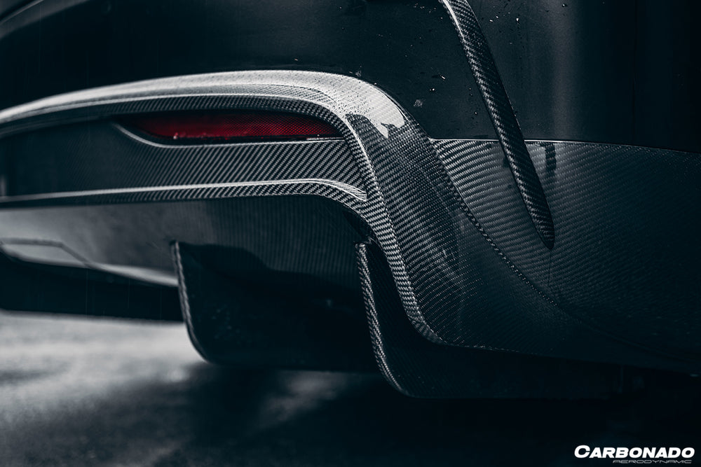 2016-2021 Tesla X SUV RZS Style Carbon Fiber Rear Bumper Canards - Carbonado