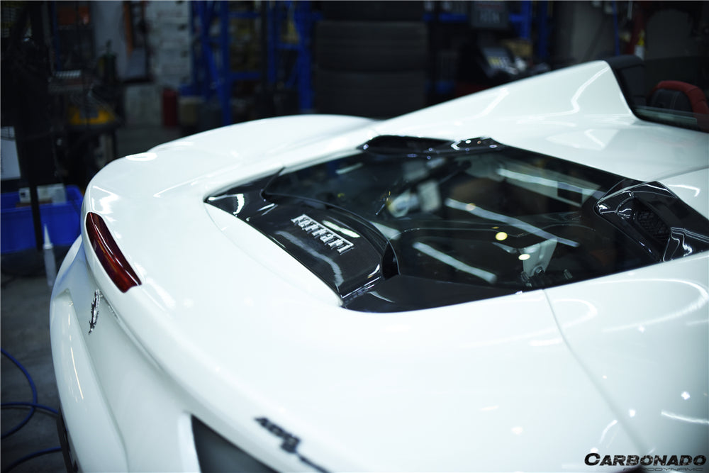 2015-2020 Ferrari 488 Spyder Dry Carbon Fiber Engine Hood With Glass - Carbonado