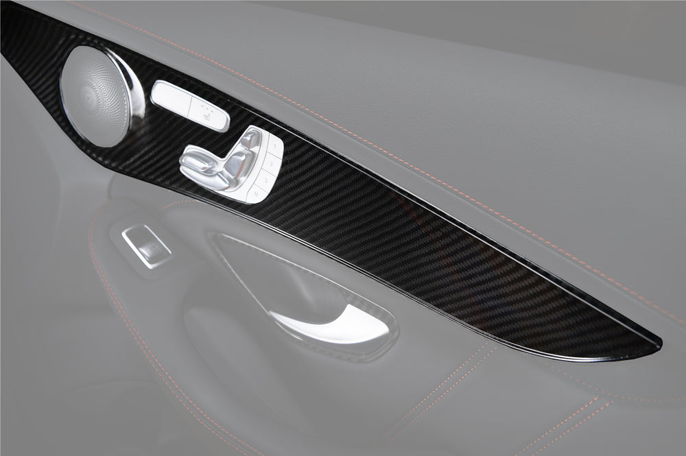 2015-2021 Mercedes Benz W205 C63/S AMG Sedan Carbon Fiber Interior Door Panel Trim Cover Strip