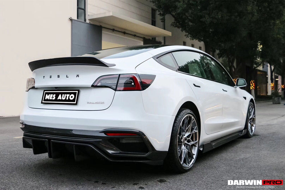 2017-2020 Tesla Model 3 IMPII Style Partial Carbon Fiber Rear Bumper - DarwinPRO Aerodynamics