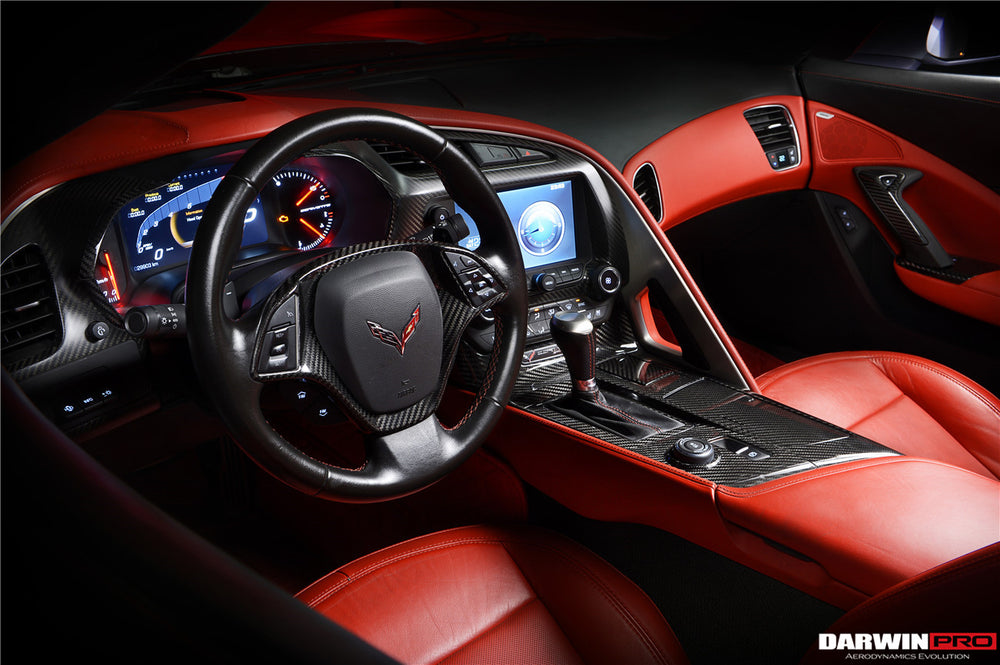 2013-2019 Corvette C7 Z06 Grandsport Dry Carbon Fiber Interior Outside Gears Panel Protective Cover Trim - DarwinPRO Aerodynamics