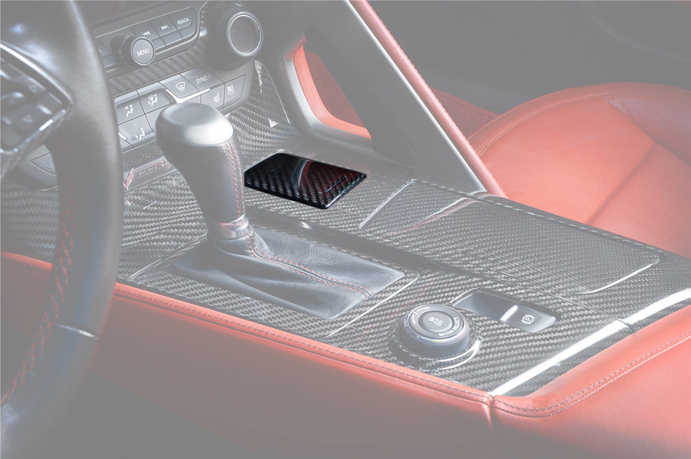 2013-2019 Corvette C7 Z06 Grandsport Dry Carbon Fiber Interior Cup Holder Cover Panel Trim - DarwinPRO Aerodynamics