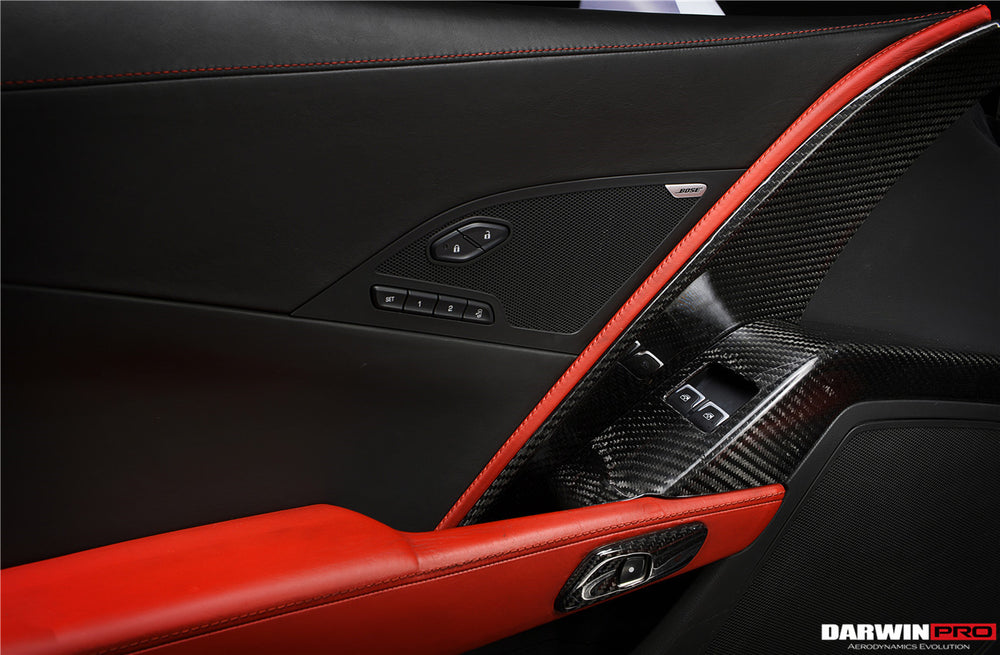 2013-2019 Corvette C7 Z06 Grandsport Dry Carbon Fiber Interior Door Panel Cover Trim - DarwinPRO Aerodynamics