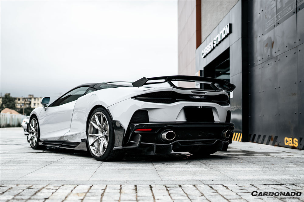 2020-2023 McLaren GT WP Style DRY Carbon Fiber Rear Bumper Side Canards - Carbonado
