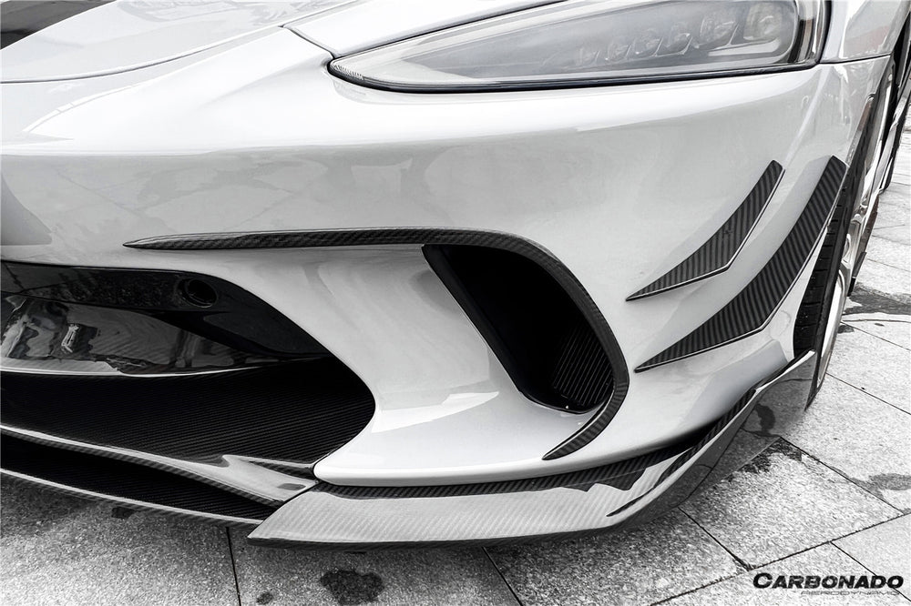 2020-2023 McLaren GT WP Style Dry Carbon Fiber Front Bumper Canards - Carbonado