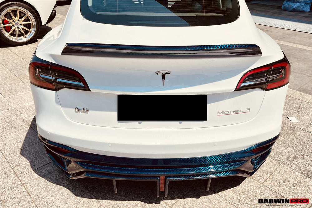 2017-2020 Tesla Model 3 IMPII Style Partial Carbon Fiber Rear Bumper - DarwinPRO Aerodynamics
