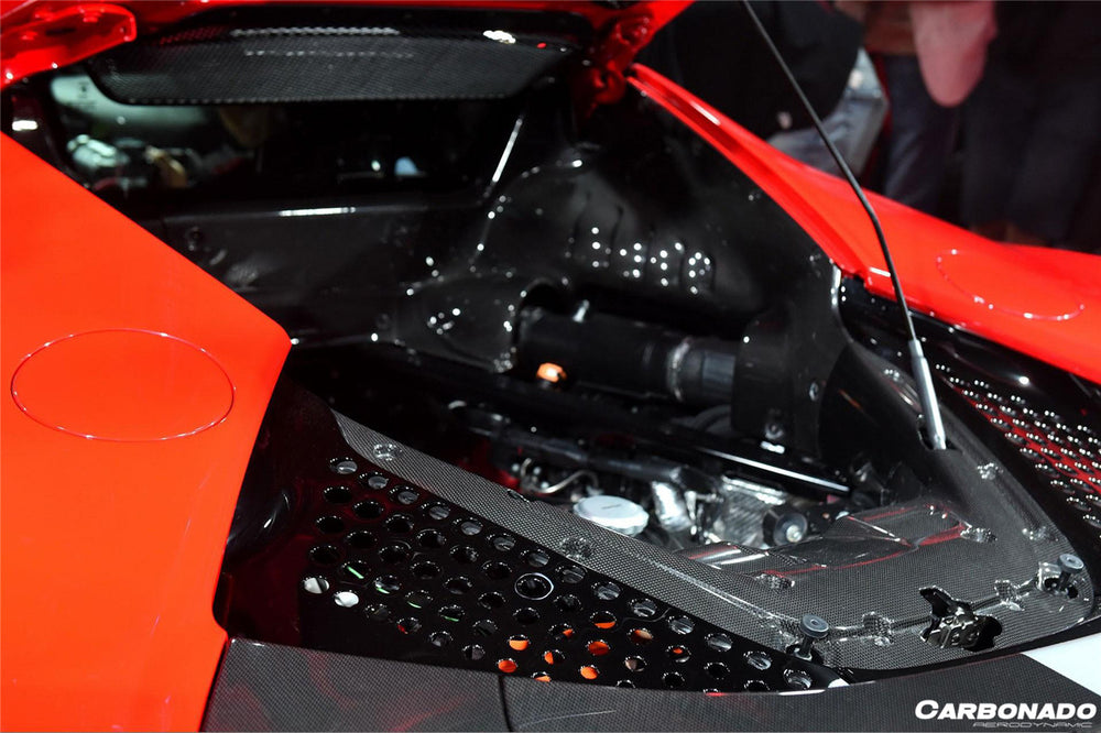 2020-UP Ferrari SF90 Stradale OE Style Autoclave Carbon Fiber Engine Interior - Carbonado