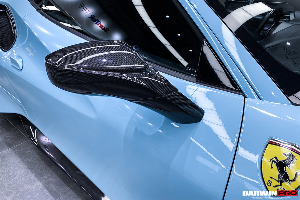 2015-2020 Ferrari 488 GTB/Spyder Carbon Fiber Mirror House & Base Replacement - DarwinPRO Aerodynamics