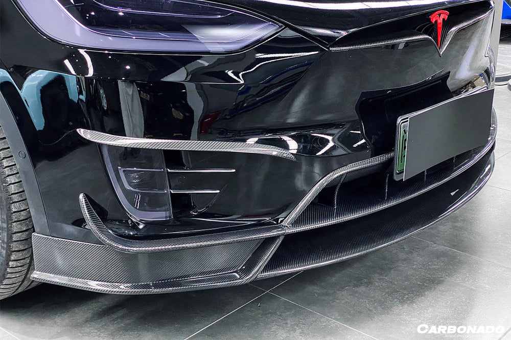 2016-2021 Tesla X SUV RZS Style Carbon Fiber Front Lip - Carbonado