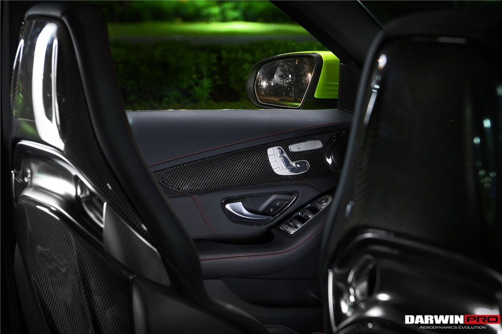 2015-2021 Mercedes Benz W205 C63/S AMG Sedan Carbon Fiber Interior Door Panel Trim Cover Strip - DarwinPRO Aerodynamics