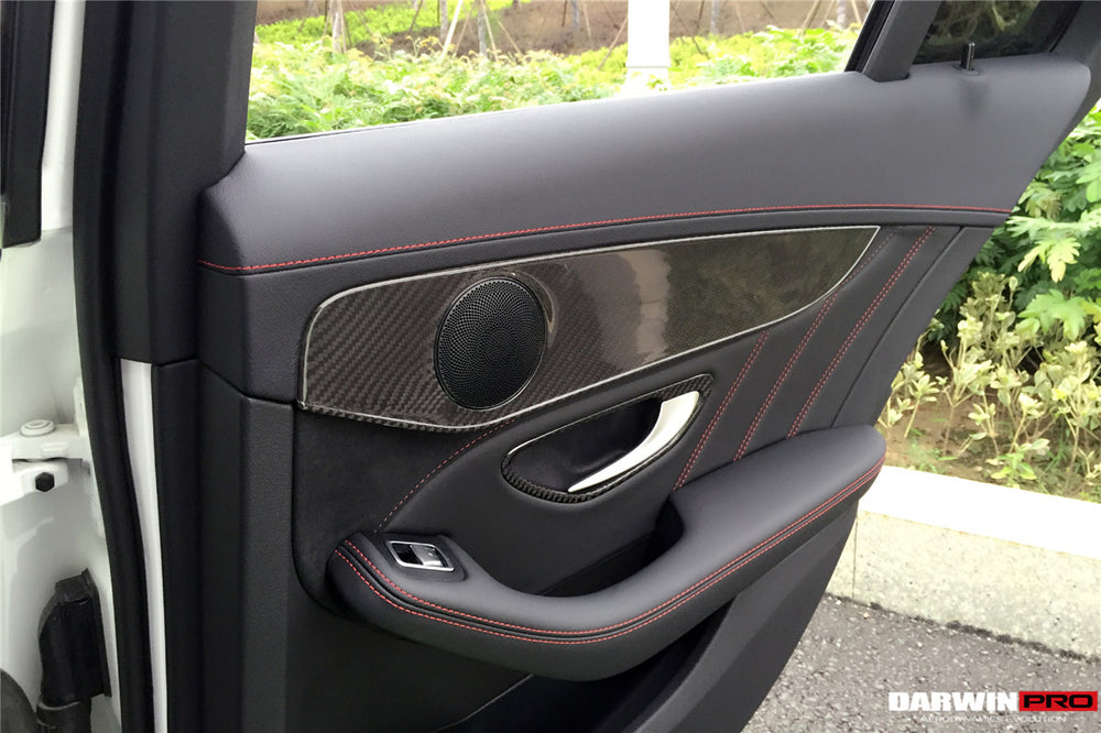 2015-2021 Mercedes Benz W205 C Class GLC X253 Carbon Fiber Interior Door Handle Cover Trim - DarwinPRO Aerodynamics