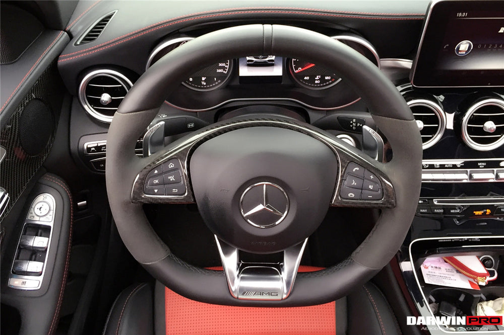 2015-2021 Mercedes Benz W205 C63 AMG Carbon Fiber Interior Steering wheel Trim - DarwinPRO Aerodynamics