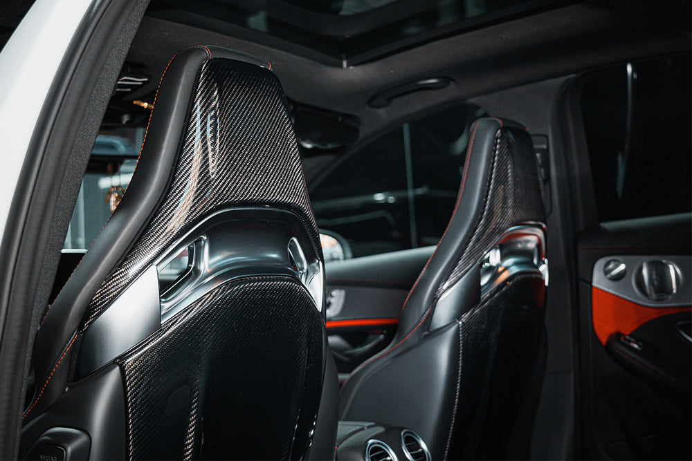 2015-2018 Mercedes Benz C63/S/CLA45 AMG Sedan Carbon Fiber Seat-back Cover - DarwinPRO Aerodynamics