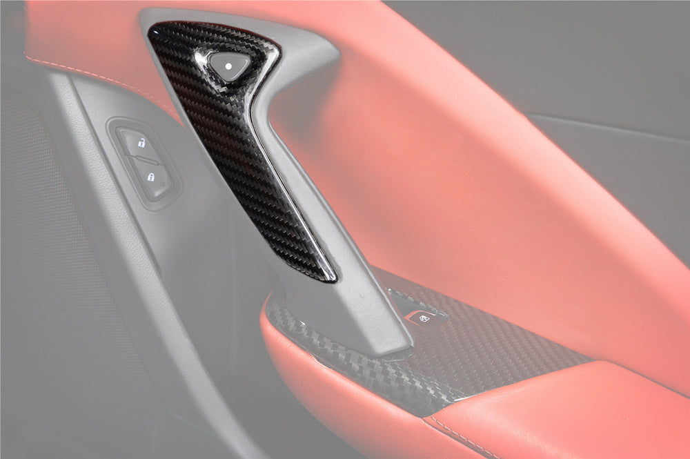 2013-2019 Corvette C7 Z06 Grandsport Dry Carbon Fiber Interior Door Handle Molding Cover Trims