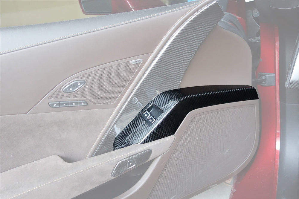 2013-2019 Corvette C7 Z06 Grandsport Dry Carbon Fiber Interior Window Switch Side Armrest Panel Cover Trim