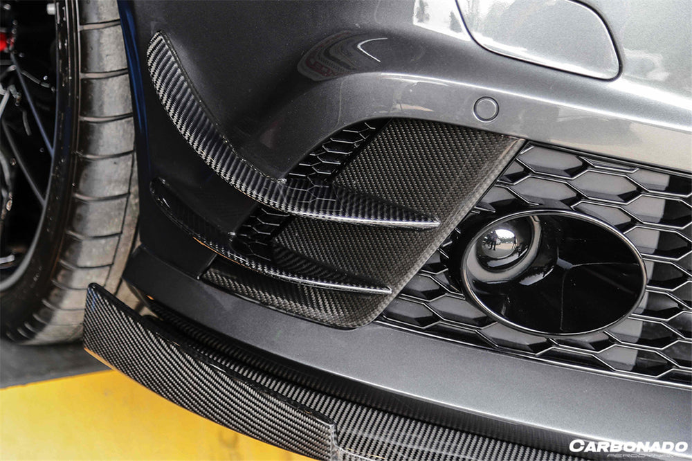 2013-2018 Audi RS6 Avant BS Style Carbon Fiber Front Bumper Caps - Carbonado