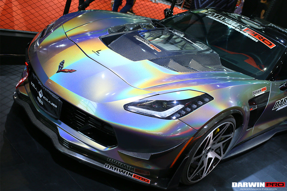 2013-2019 Corvette C7 Z06 Grandsport Carbon Fiber Front Lip w/ Caps - DarwinPRO Aerodynamics