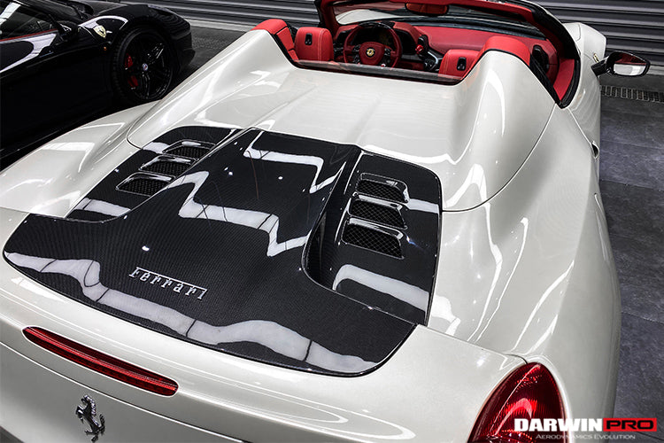 2011-2015 Ferrari 458 Spyder Carbon Fiber Engine Hood Replacement - DarwinPRO Aerodynamics