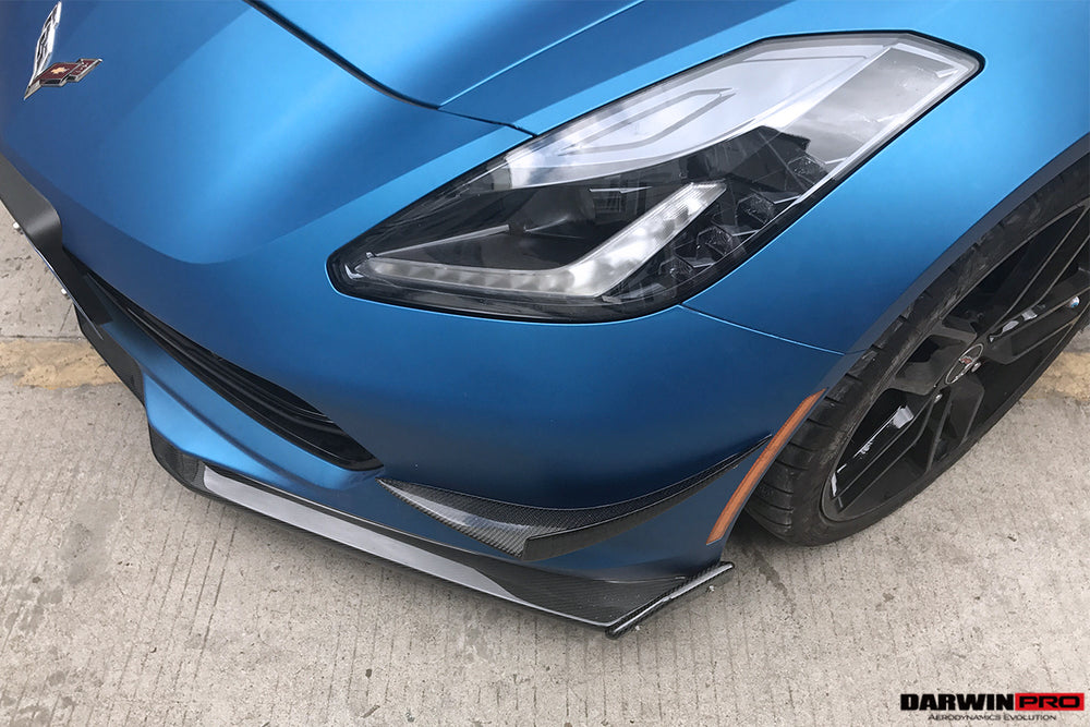2013-2019 Corvette C7 Z51 Z06 Grandsport Carbon Fiber Front Caps - DarwinPRO Aerodynamics