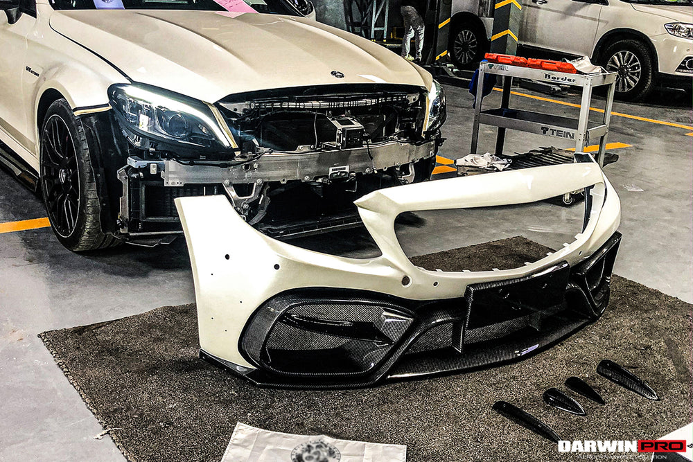 2019-2021 Mercedes Benz W205 C63/S AMG Coupe IMP Style Partial Carbon Fiber Front Bumper - DarwinPRO Aerodynamics