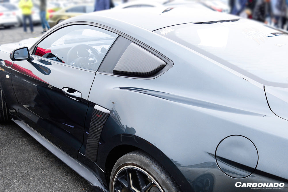 2014-2017 Ford Mustang Rsh Style Carbon Fiber Quarter Window Scoops - Carbonado