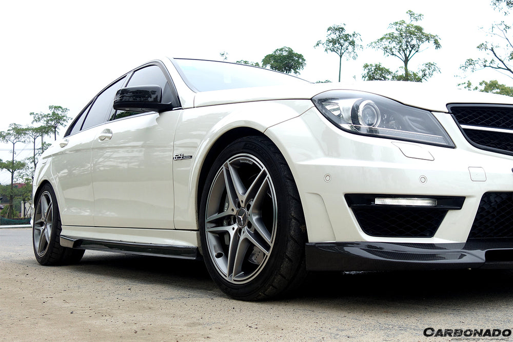 2008-2014 Mercedes Benz W204 C63 AMG Sedan VS Style Carbon Fiber Side Skirts - Carbonado