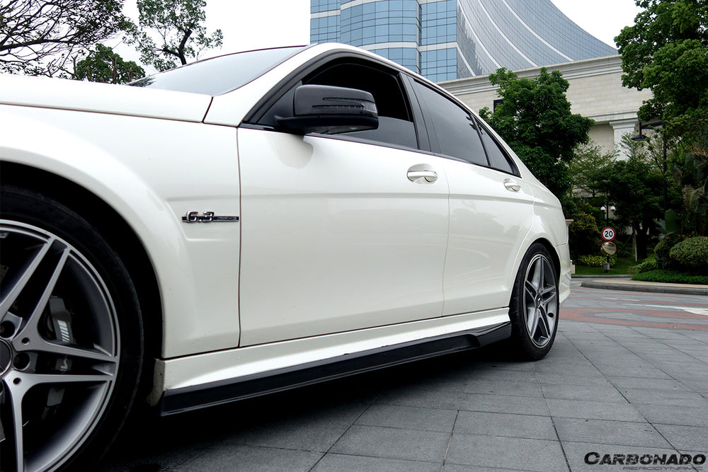 2008-2014 Mercedes Benz W204 C63 AMG Sedan VS Style Carbon Fiber Side Skirts - Carbonado