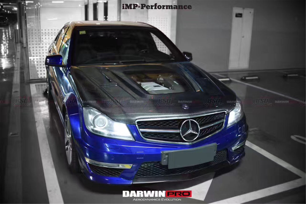 2012-2014 Mercedes Benz W204 C63 AMG IMP Style Carbon Fiber Hood - DarwinPRO Aerodynamics