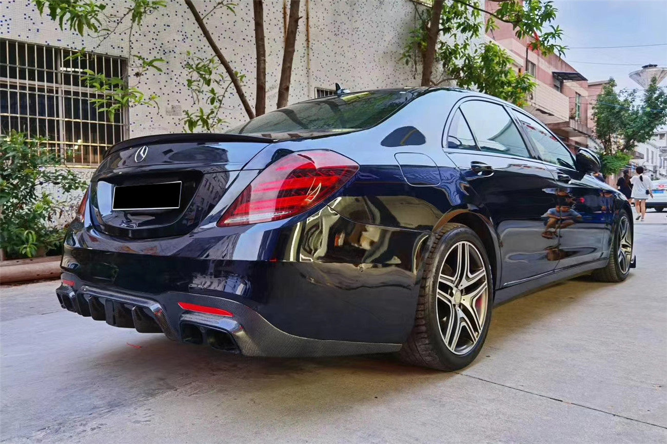 W222 Rear Diffuser 2017-2020 Mercedes Benz S63 W222 Sedan BRS Style Rear Diffuser w/ LED ...