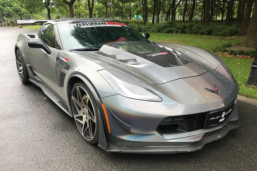 2013-2019 Corvette C7 Z06 Grandsport Carbon Fiber Front Lip w/ Caps